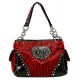 Animal Zebra Print Satchel Bags w/ 3-Heart Charm - Red - BG-112HZ-RD